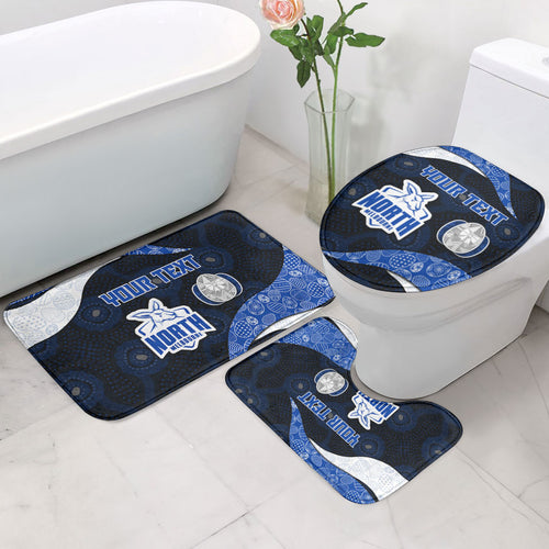 Personalized North Melbourne Football Bathroom Set Easter Egg Pattern Blue White Tribal Dot Art Style