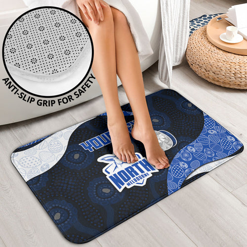 Personalized North Melbourne Football Bathroom Set Easter Egg Pattern Blue White Tribal Dot Art Style