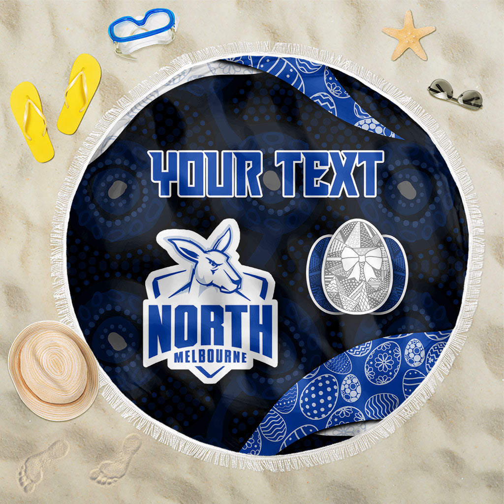 Personalized North Melbourne Football Beach Blanket Easter Egg Pattern Blue White Tribal Dot Art Style