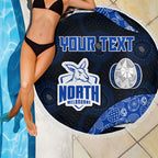 Personalized North Melbourne Football Beach Blanket Easter Egg Pattern Blue White Tribal Dot Art Style