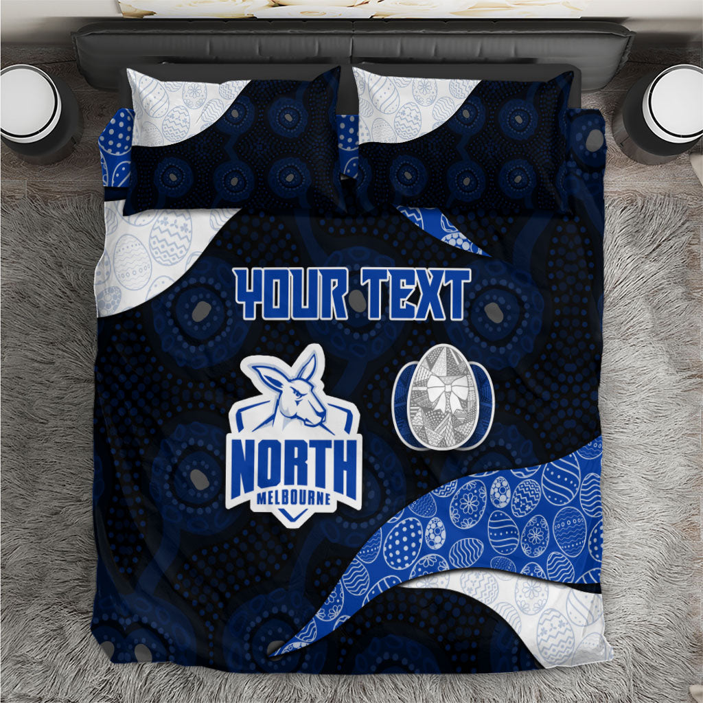Personalized North Melbourne Football Bedding Set Easter Egg Pattern Blue White Tribal Dot Art Style
