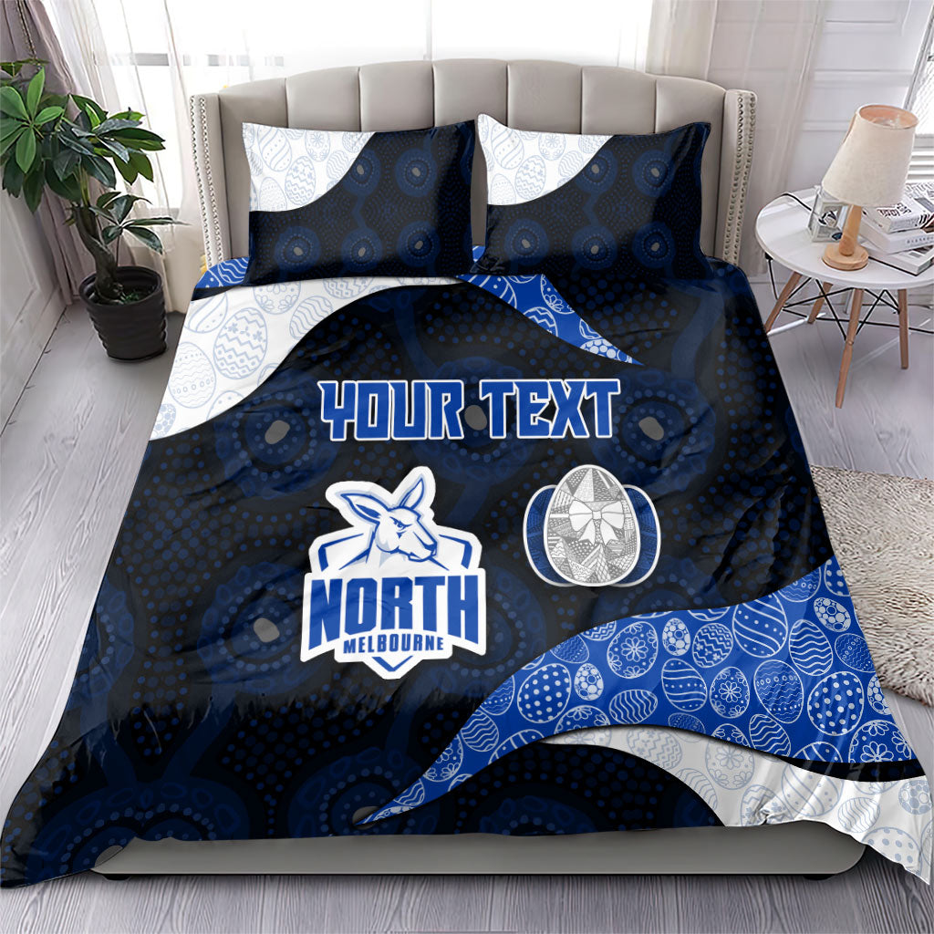 Personalized North Melbourne Football Bedding Set Easter Egg Pattern Blue White Tribal Dot Art Style