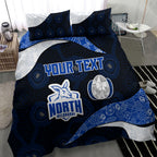 Personalized North Melbourne Football Bedding Set Easter Egg Pattern Blue White Tribal Dot Art Style