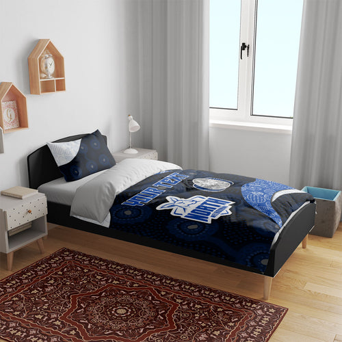 Personalized North Melbourne Football Bedding Set Easter Egg Pattern Blue White Tribal Dot Art Style