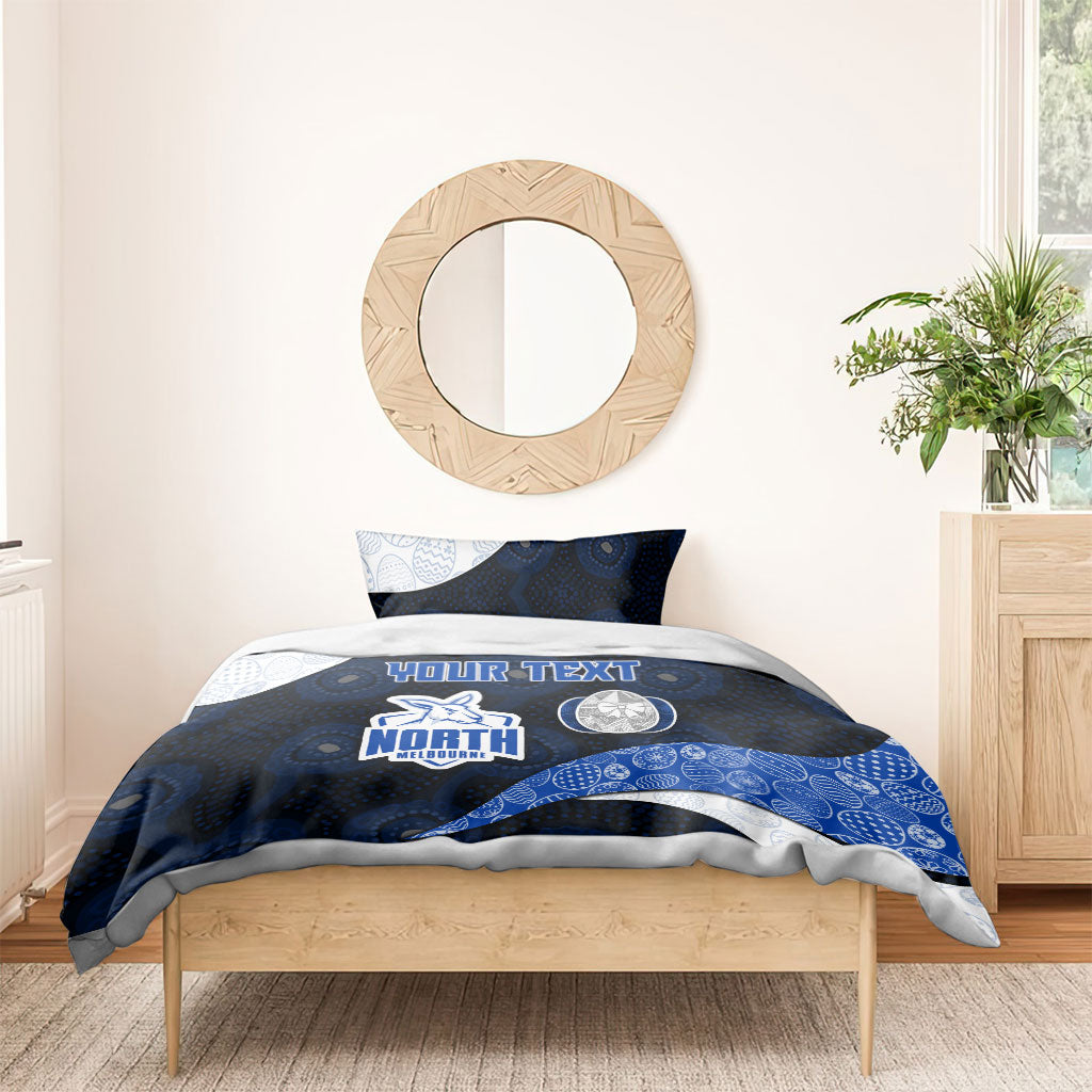 Personalized North Melbourne Football Bedding Set Easter Egg Pattern Blue White Tribal Dot Art Style