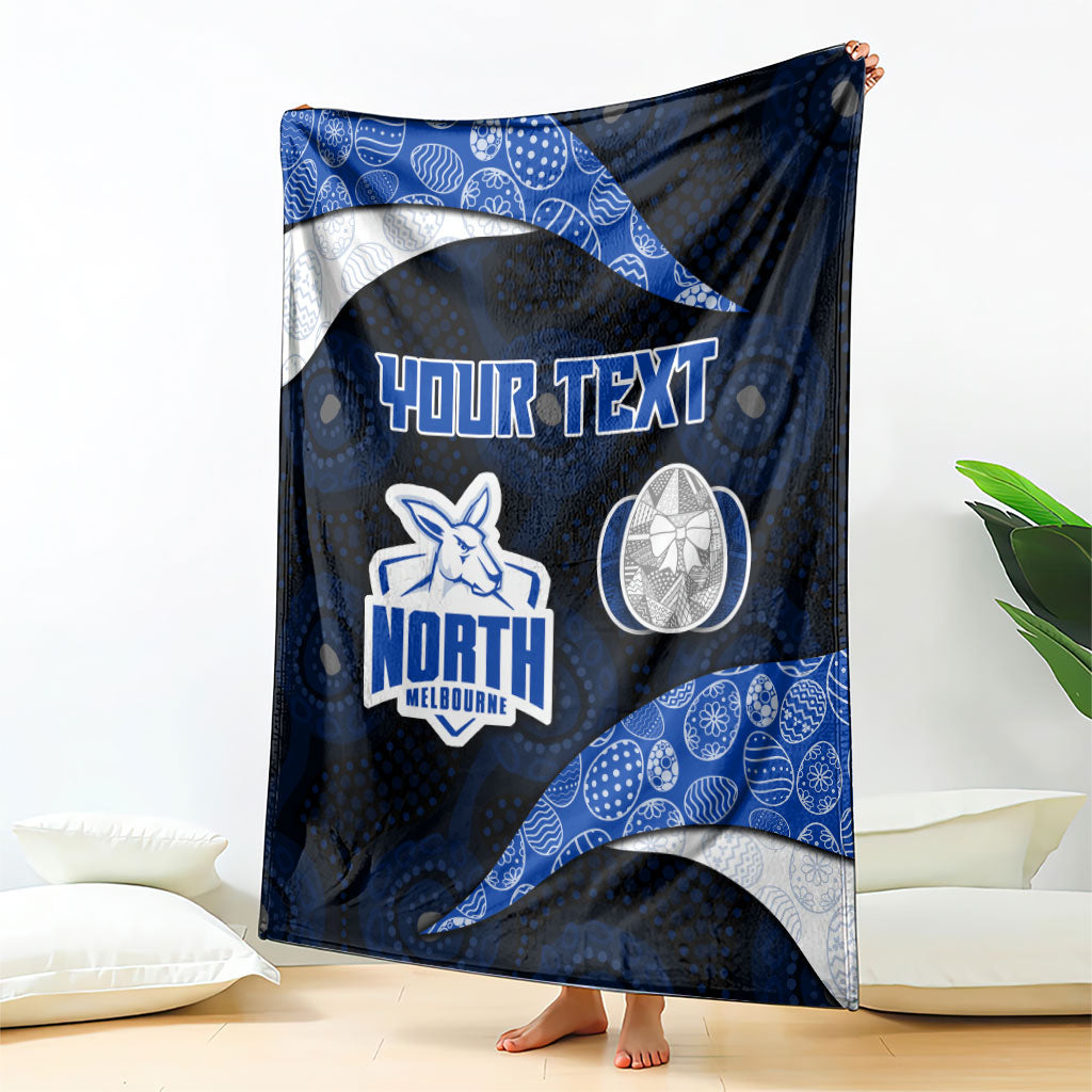 Personalized North Melbourne Football Blanket Easter Egg Pattern Blue White Tribal Dot Art Style