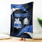 Personalized North Melbourne Football Blanket Easter Egg Pattern Blue White Tribal Dot Art Style
