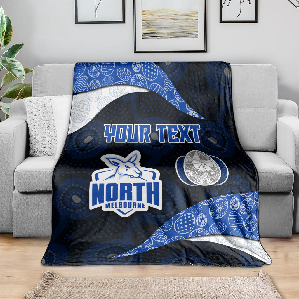 Personalized North Melbourne Football Blanket Easter Egg Pattern Blue White Tribal Dot Art Style