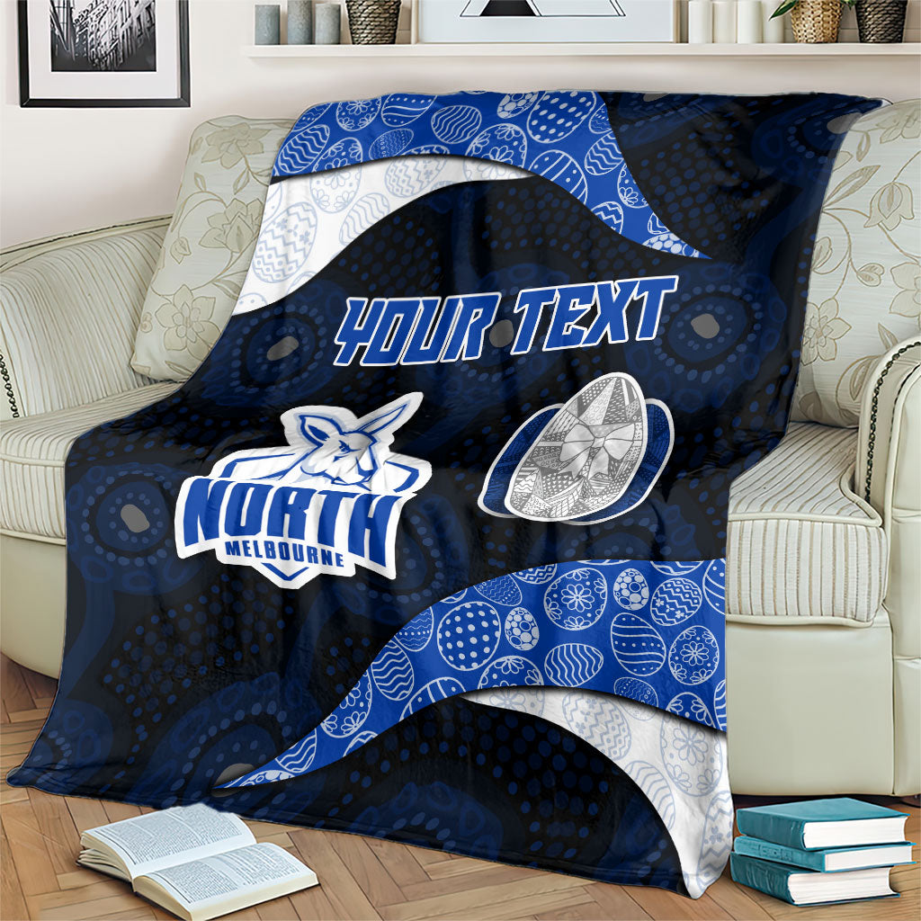 Personalized North Melbourne Football Blanket Easter Egg Pattern Blue White Tribal Dot Art Style