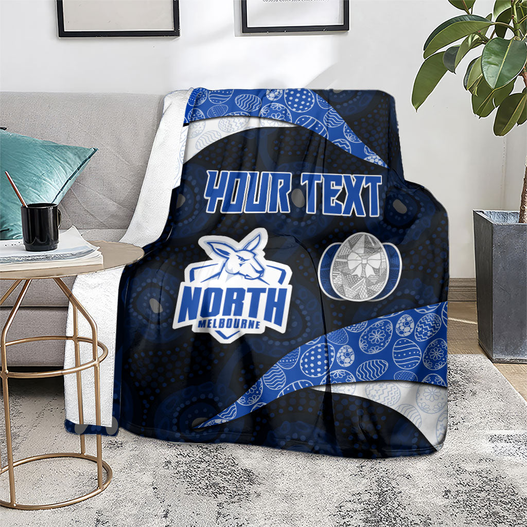 Personalized North Melbourne Football Blanket Easter Egg Pattern Blue White Tribal Dot Art Style