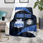 Personalized North Melbourne Football Blanket Easter Egg Pattern Blue White Tribal Dot Art Style