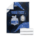 Personalized North Melbourne Football Blanket Easter Egg Pattern Blue White Tribal Dot Art Style