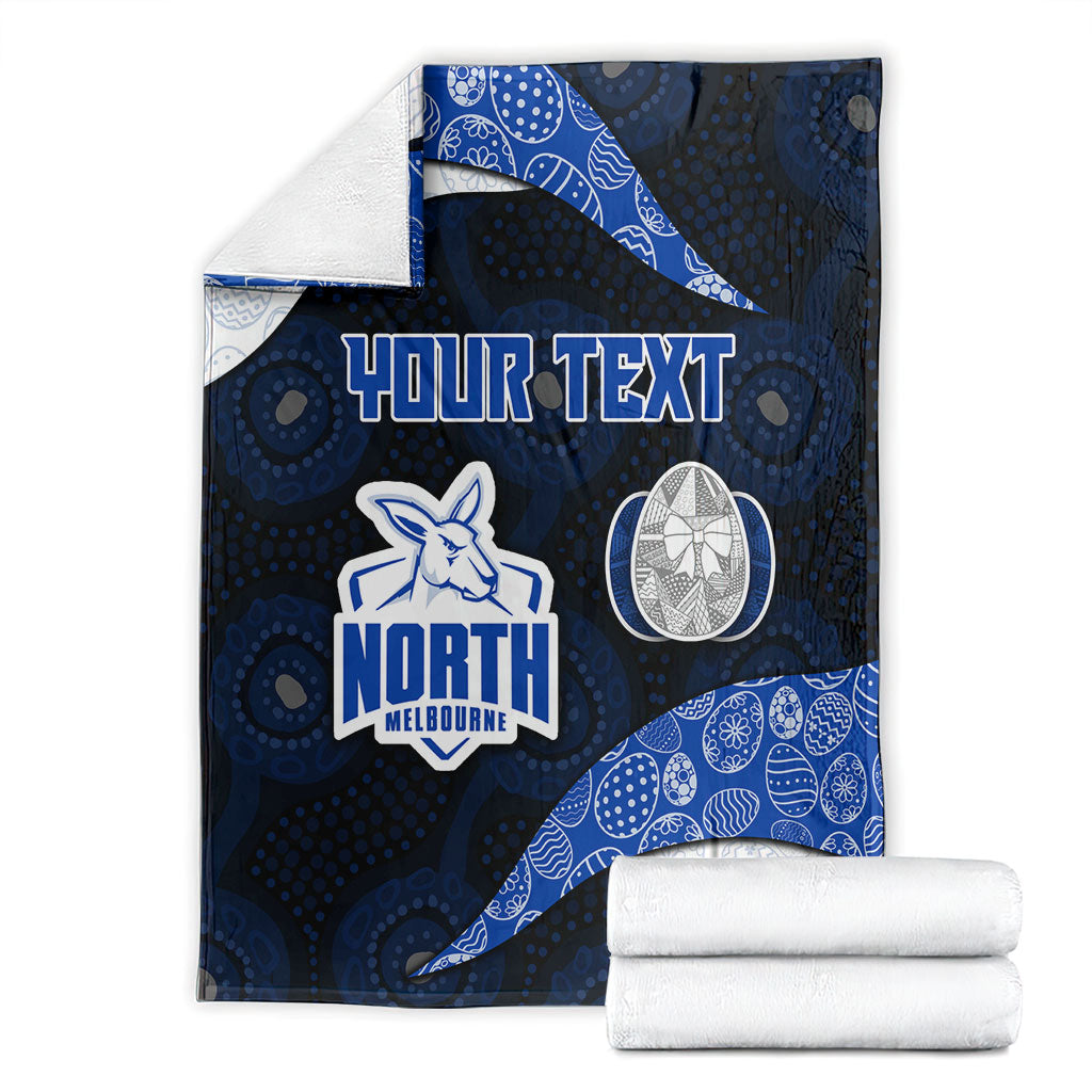Personalized North Melbourne Football Blanket Easter Egg Pattern Blue White Tribal Dot Art Style