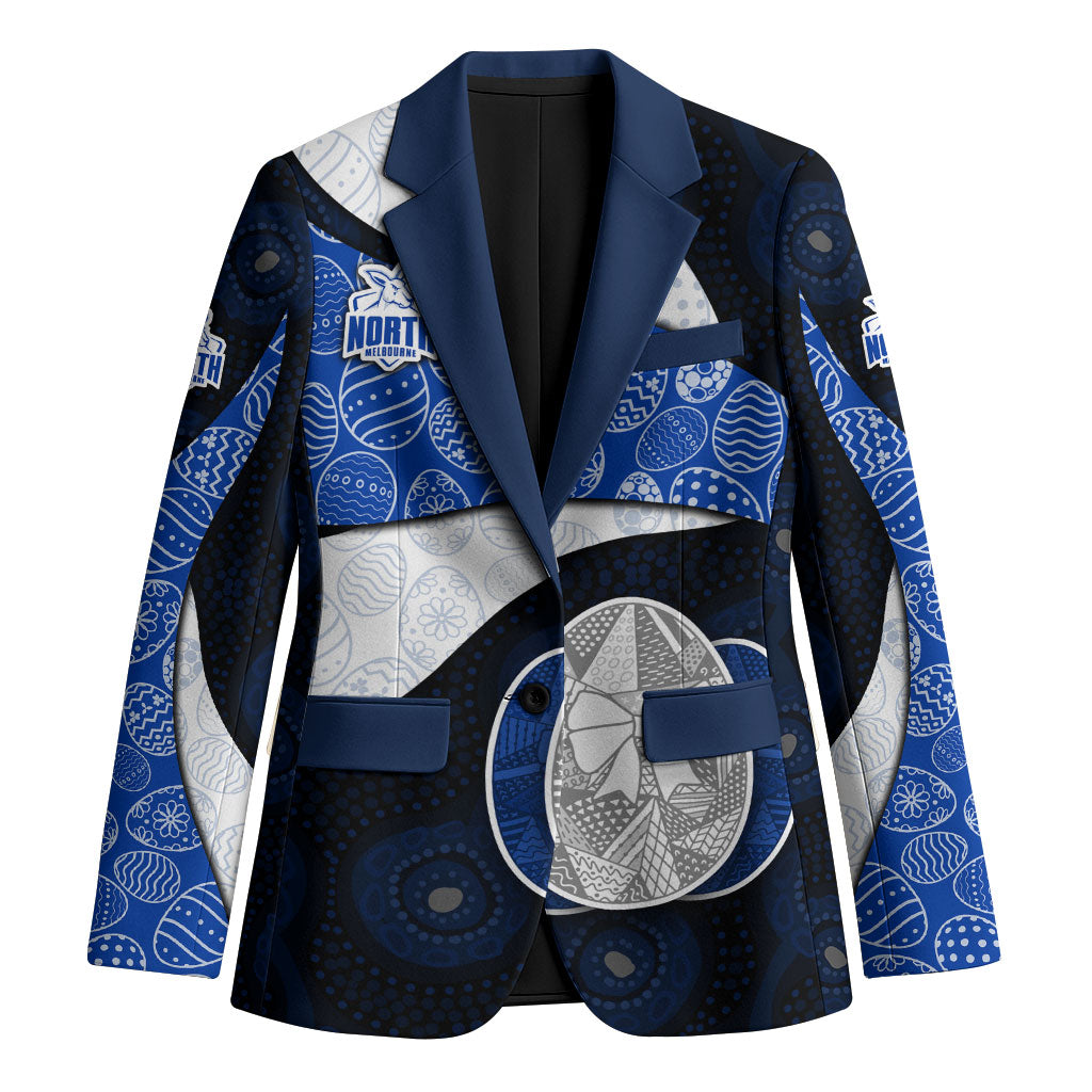 Personalized North Melbourne Football Blazer Easter Egg Pattern Blue White Tribal Dot Art Style
