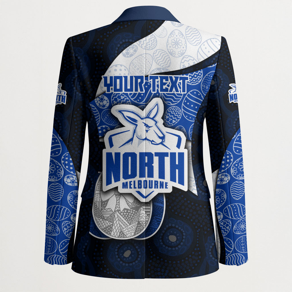 Personalized North Melbourne Football Blazer Easter Egg Pattern Blue White Tribal Dot Art Style