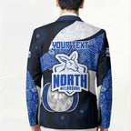 Personalized North Melbourne Football Blazer Easter Egg Pattern Blue White Tribal Dot Art Style