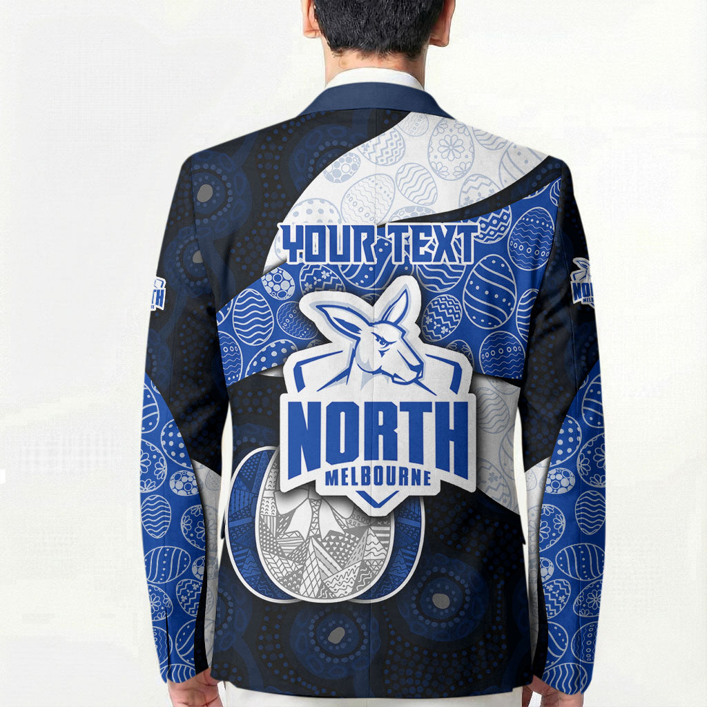Personalized North Melbourne Football Blazer Easter Egg Pattern Blue White Tribal Dot Art Style