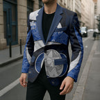 Personalized North Melbourne Football Blazer Easter Egg Pattern Blue White Tribal Dot Art Style