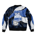Personalized North Melbourne Football Bomber Jacket Easter Egg Pattern Blue White Tribal Dot Art Style