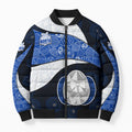 Personalized North Melbourne Football Bomber Puffer Jacket Easter Egg Pattern Blue White Tribal Dot Art Style