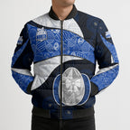 Personalized North Melbourne Football Bomber Puffer Jacket Easter Egg Pattern Blue White Tribal Dot Art Style
