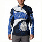 Personalized North Melbourne Football Button Sweatshirt Easter Egg Pattern Blue White Tribal Dot Art Style