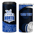 Personalized North Melbourne Football 4 in 1 Can Cooler Tumbler Easter Egg Pattern Blue White Tribal Dot Art Style