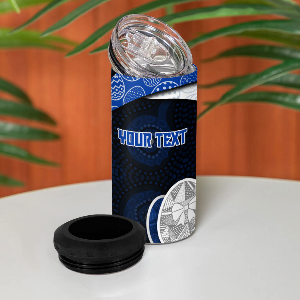 Personalized North Melbourne Football 4 in 1 Can Cooler Tumbler Easter Egg Pattern Blue White Tribal Dot Art Style