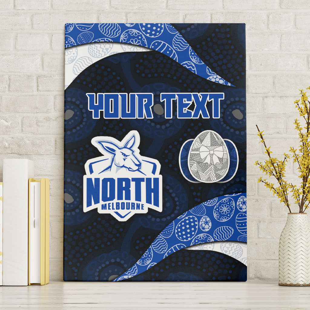 Personalized North Melbourne Football Canvas Wall Art Easter Egg Pattern Blue White Tribal Dot Art Style