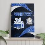 Personalized North Melbourne Football Canvas Wall Art Easter Egg Pattern Blue White Tribal Dot Art Style