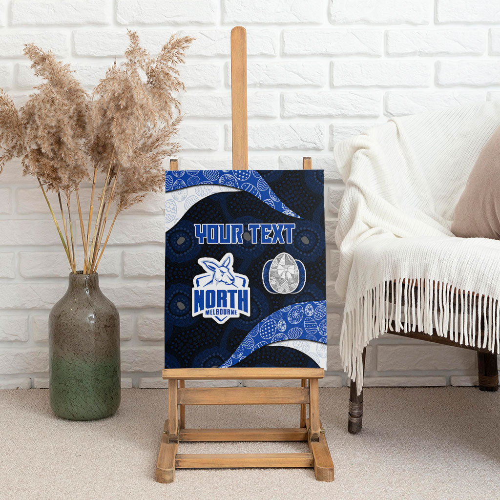 Personalized North Melbourne Football Canvas Wall Art Easter Egg Pattern Blue White Tribal Dot Art Style