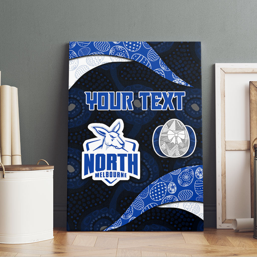 Personalized North Melbourne Football Canvas Wall Art Easter Egg Pattern Blue White Tribal Dot Art Style