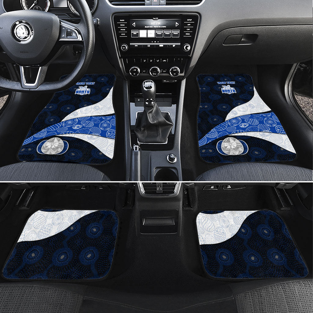 Personalized North Melbourne Football Car Mats Easter Egg Pattern Blue White Tribal Dot Art Style