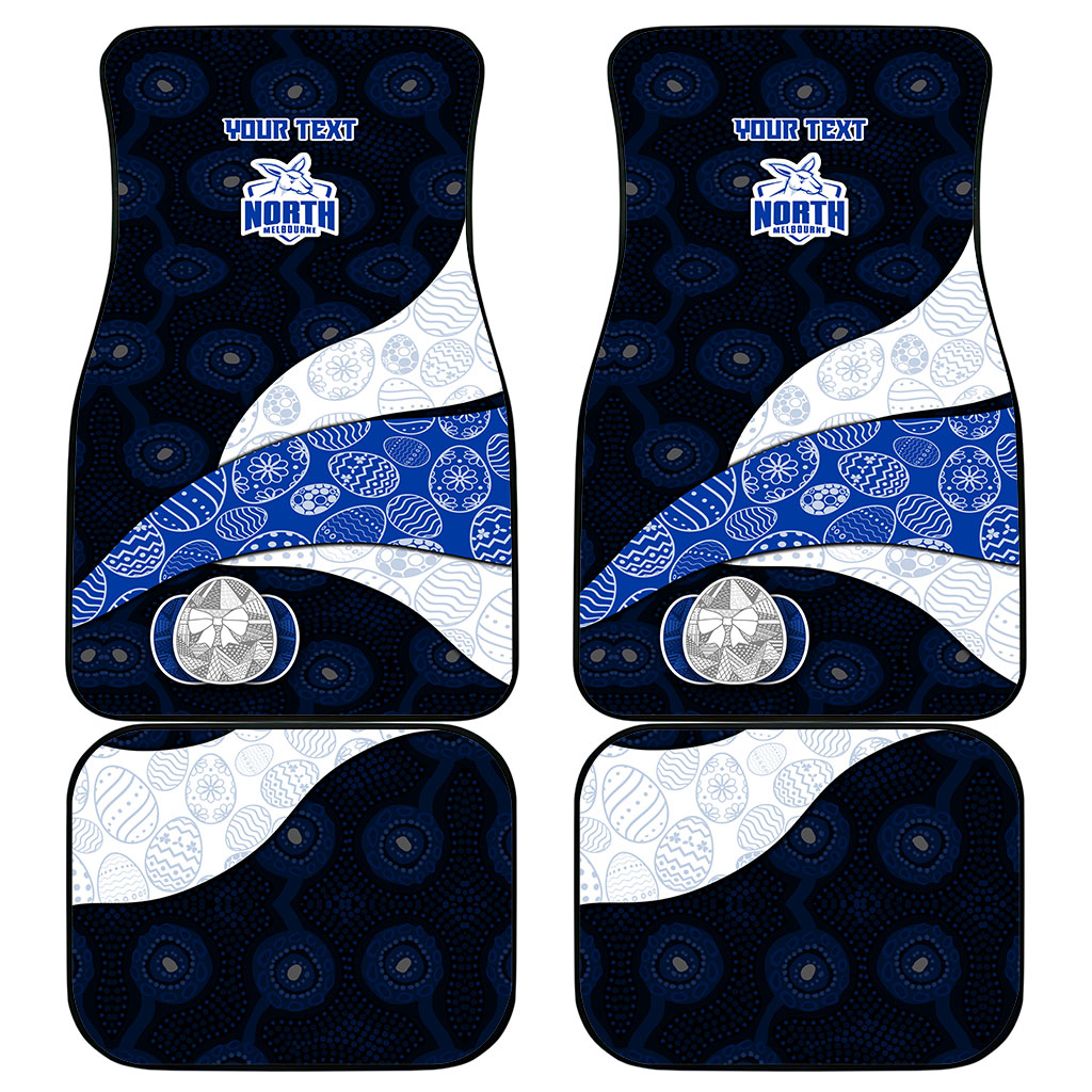 Personalized North Melbourne Football Car Mats Easter Egg Pattern Blue White Tribal Dot Art Style