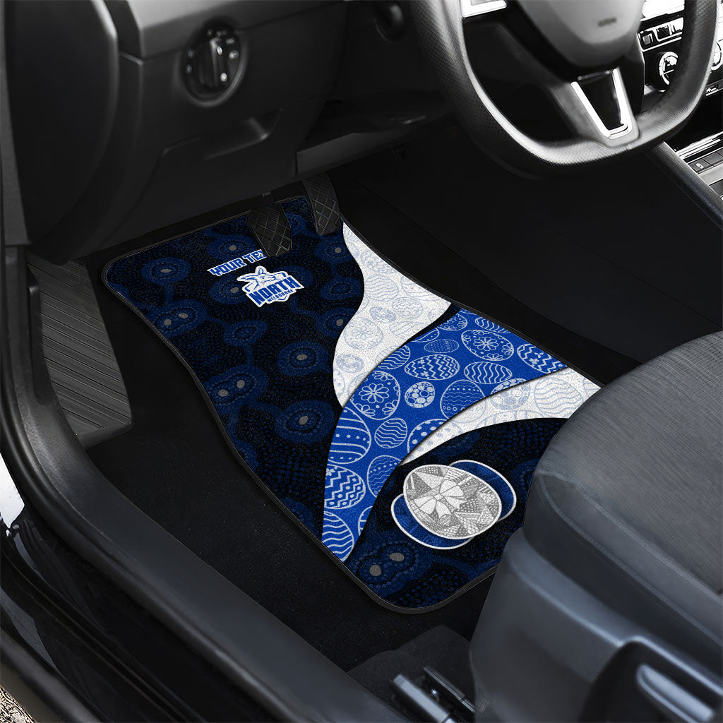 Personalized North Melbourne Football Car Mats Easter Egg Pattern Blue White Tribal Dot Art Style
