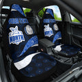 Personalized North Melbourne Football Car Seat Cover Easter Egg Pattern Blue White Tribal Dot Art Style