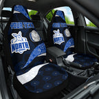 Personalized North Melbourne Football Car Seat Cover Easter Egg Pattern Blue White Tribal Dot Art Style