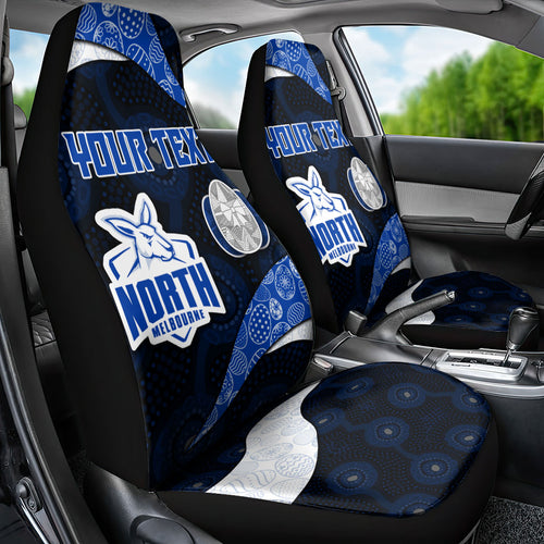 Personalized North Melbourne Football Car Seat Cover Easter Egg Pattern Blue White Tribal Dot Art Style
