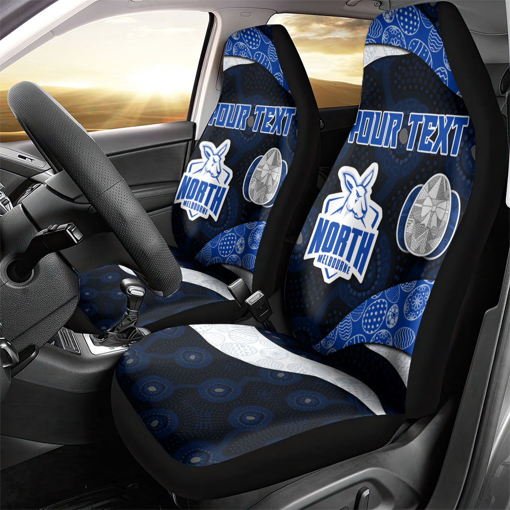 Personalized North Melbourne Football Car Seat Cover Easter Egg Pattern Blue White Tribal Dot Art Style