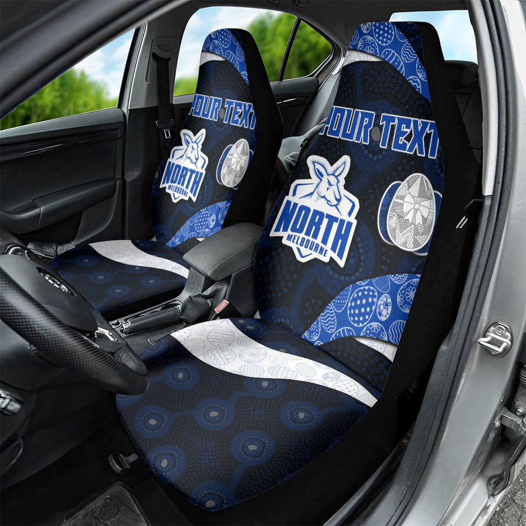 Personalized North Melbourne Football Car Seat Cover Easter Egg Pattern Blue White Tribal Dot Art Style