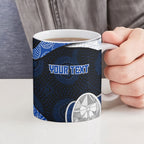Personalized North Melbourne Football Ceramic Mug Easter Egg Pattern Blue White Tribal Dot Art Style