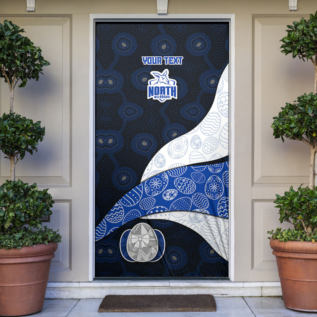 Personalized North Melbourne Football Door Cover Easter Egg Pattern Blue White Tribal Dot Art Style