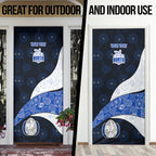 Personalized North Melbourne Football Door Cover Easter Egg Pattern Blue White Tribal Dot Art Style