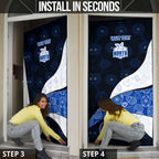 Personalized North Melbourne Football Door Cover Easter Egg Pattern Blue White Tribal Dot Art Style