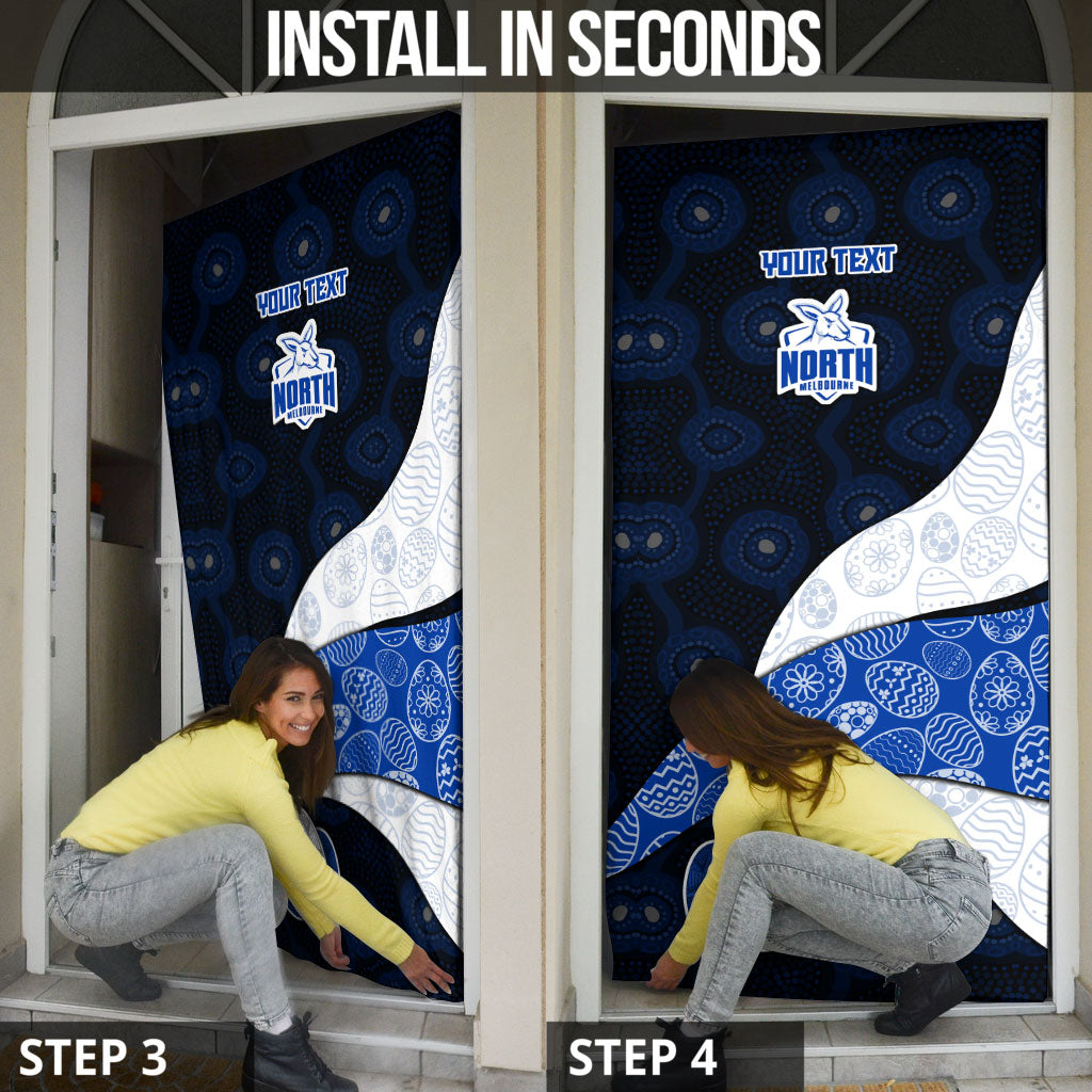 Personalized North Melbourne Football Door Cover Easter Egg Pattern Blue White Tribal Dot Art Style