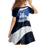 Personalized North Melbourne Football Family Matching Long Sleeve Bodycon Dress and Hawaiian Shirt Easter Egg Pattern Blue White Tribal Dot Art Style