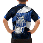 Personalized North Melbourne Football Family Matching Puletasi and Hawaiian Shirt Easter Egg Pattern Blue White Tribal Dot Art Style
