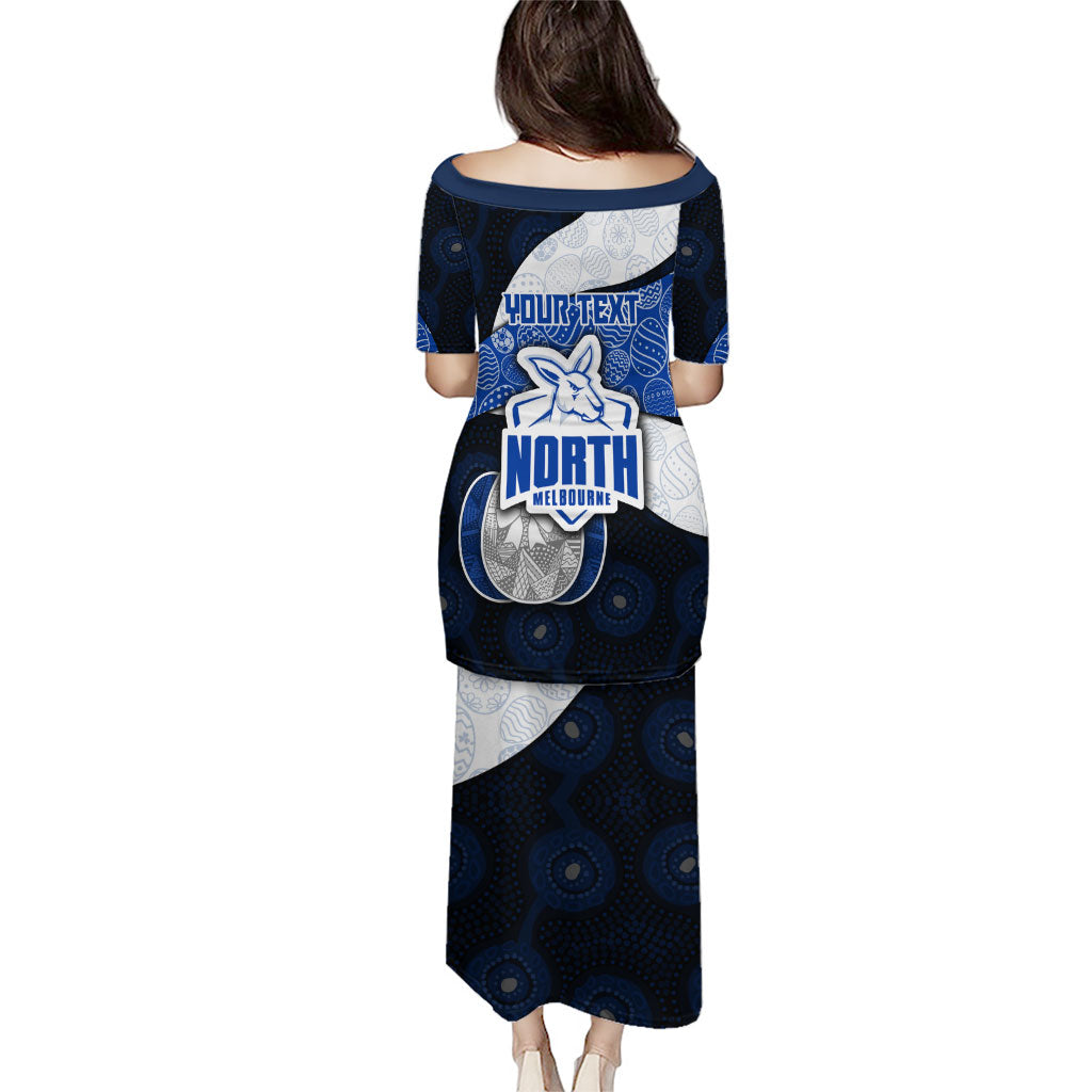 Personalized North Melbourne Football Family Matching Puletasi and Hawaiian Shirt Easter Egg Pattern Blue White Tribal Dot Art Style