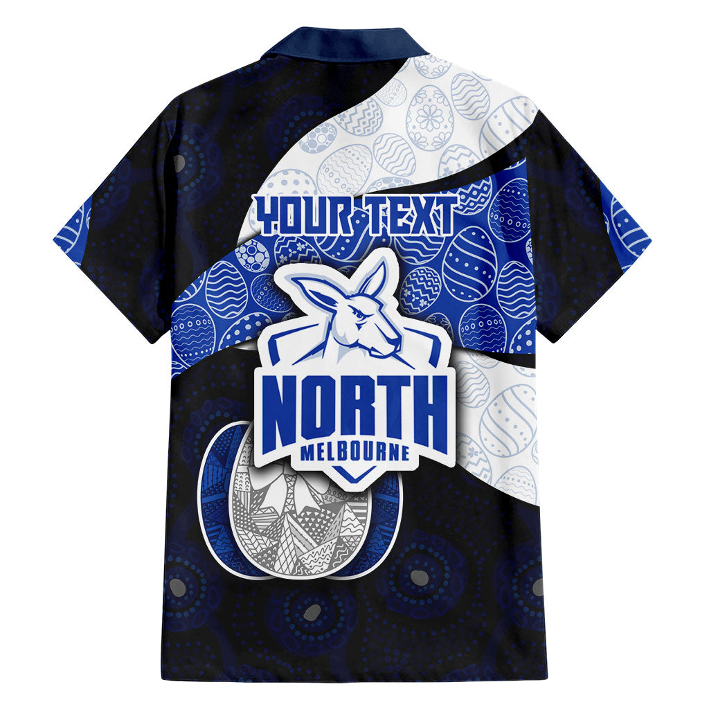 Personalized North Melbourne Football Family Matching Summer Maxi Dress and Hawaiian Shirt Easter Egg Pattern Blue White Tribal Dot Art Style