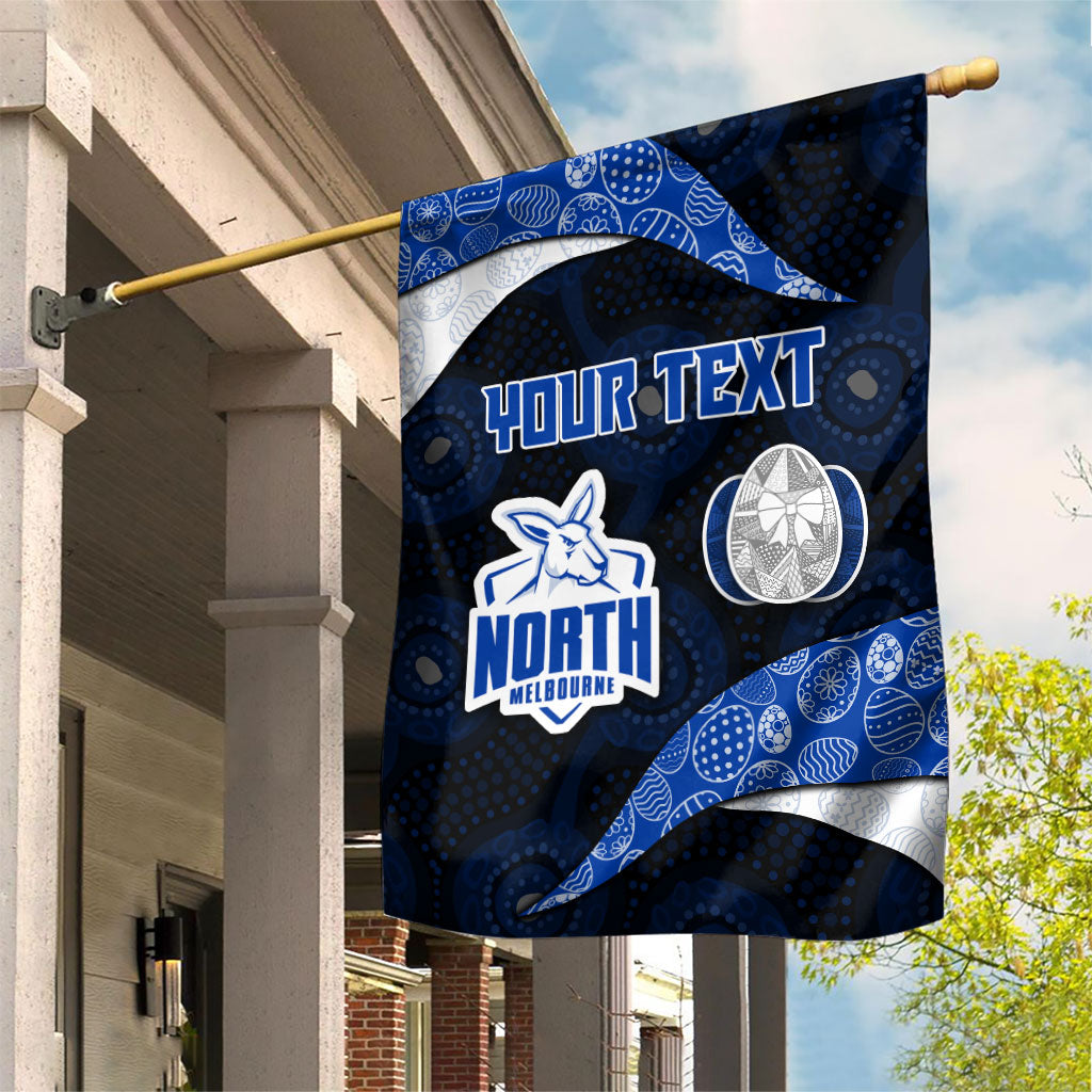 Personalized North Melbourne Football Garden Flag Easter Egg Pattern Blue White Tribal Dot Art Style